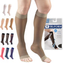 Truform Sheer Compression Stockings, 15-20 mmHg, Women's Knee High Length, Open Toe, 20 Denier, Taupe, Medium | Medium (1 Pair) — 1
