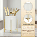 4.72" Gold Pen Holder Aesthetic Pencil Holder for Desk, Gold Desk Organizers and Accessories for Women Girls, Ceramic Pen Holder for Office — 5