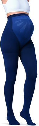 JOBST Maternity Opaque Compression Waist High Pantyhose Stockings, Closed Toe, 15-20 mmHg Moderate Support for Swollen Legs During Pregnancy, Navy, Medium — 1
