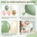 Zesliwy Green Cream White Pink Gold Balloon Arch Kit, Latex, Party Decor | Sage Green Pink Gold — 3