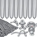 LXZFCRG 260 Long Balloons, Shiny Metallic Latex Twisting Balloon for Balloon Animals, Magic Balloons for Birthdays Wedding Party Decorations 100pcs (Metallic Silver) — 1