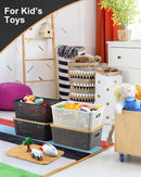 AREYZIN Storage Bins with Bamboo Lids Set of 6 Lidded Storage Container Plastic Baskets Organizer Bins for Organizing Kithen Room Bedroom Office Closet, Sturdy(Black) — 5