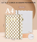 UEBZFOCS Graph Paper Notebook, Spiral Notebook Journal 8.5” x 11”, A4 Large Grid Notebooks for Women Men, 100 GSM Graph Paper, Hardcover Spiral Graphing Journals for Work School Engineering, Gingham — 2