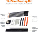 Amazon Basics Sketching and Drawing Art Pencil Kit, 17-Piece Set for Artists, Drawing Supplies with Pencils, Charcoal, Erasers, Sharpener for Shading, Black, White | 17 Count (Pack of 1) | Charcoal, Black, White — 2