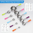 Bopei 10-Pcs Stainless Steel Measuring Cups & Spoons Set, Colorful Handles — 2