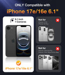 Diaclara Magnetic for iPhone 17e Case & iPhone 16e Case 6.1" Full Body Bumper,[Compatible with MagSafe] Military Drop Proof Cover with Built-in Screen Protector,Magnetic Black — 2