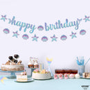 KatchOn Blue Happy Birthday Banner for Mermaid Birthday Decorations | Iridescent Blue — 5