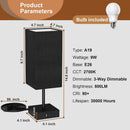 Bedside Table Lamp for Bedroom with 2 USB Ports, 14-Inch, Black — 7