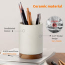 Ceramic Pen Holder for Desk, Pencil Cup, (White,Set / 1) — 5