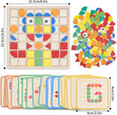 Montessori Tangram Educational, Geometric Shapes Puzzle Toys with 120Pcs Wooden Puzzle Blocks and 20Pcs Cards, Colorful Pattern Montessori Children's Educational Gifts for Kids Ages 3 and Up — 2