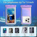 Floatable Waterproof Phone Pouch Case for iPhone 17 16 Pro Max/15/14/13/12, IP68 Travel Cellphone Dry Bag Beach Cruise Ship Essentials Bags with Crossbody Lanyard, Iridescent Purple - 7″ — 3