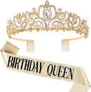 COCIDE Birthday Decorations for Women Sash and Tiara Crown for Party Gold | 4 Gold — 1