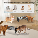 2 Set Elevated Cat Food Water Bowls, 4 Stainless Steel Bowls for Indoor Pet with Cute Metal Stand, 10° Tilted Anti-Vomiting Wide Shallow Raised Cat Dishes Whisker Friendly for Multiple Kitten,Puppy — 3