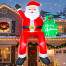 8FT Santa Claus Sitting on The Roof Christmas Inflatable Decoration with Gift Bag & Built-in LEDs, Giant Blow Up Inflatable Christmas Decorations Outdoor for Xmas Yard Terraces Balcony — 1