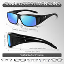 Polarized Fit Over Glasses Sunglasses for Men Women Driving Square Wrap Around Shades UV Protection Sun Eyewear PT2006 | 2pcs(black/Gray+black/Mirrorblue) | 62 Millimeters — 3
