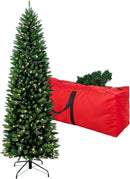 6ft Pre-Lit Slim Artificial Christmas Tree - 260 Warm White LED Lights, 600 Realistic Tips, Foldable Metal Stand - Family & Pet-Friendly, Easy Setup for Holiday Magic — 1