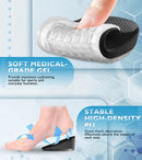 Ailaka Gel Height Increase Insoles, Shock Absorption Heel Cushion Pads, Height Lift Shoes Inserts for Men & Women - Black - Large, Heel Height: 2.5cm — 3
