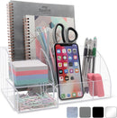 My Space Organizers Clear Acrylic Desk Oganizer, 9 Compartments, Office Supplies and Desk Accessories Organizer, Home Decor Desktop Organizer (Clear) — 1