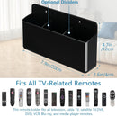 3 Slot Adjustable Remote Control Holder Wall Mount, TV Remote Box Hollow Bottom Slot Easy Phone Charging, Self Adhesive Remote Holder,Wall Pen Holder Storage Accessories for Home Office School (Black) — 2