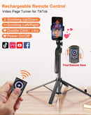 Yeaki 71” Auto Face Tracking Tripod for iPhone with Light,360° Rotating Phone Stand with Rechargeable Remote Control for TikTok Vlog Video Recording, Phone Tripod for Android Camera/GoPro/Ring Light photo 3