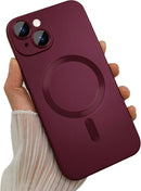 ankofave Magnetic Case for iPhone 15 Plus Phone Case for Women, Matte Luxury Soft Metallic Luster Design and Camera Lens Protector, Compatible with Magsafe Case for iPhone 15 Plus 6.7"-Red Wine — 1