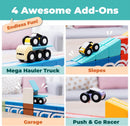 QBI Magnetic Cube Track Set, 4-in-1 Race Car Track Blocks for Kids Ages 3+ — 3