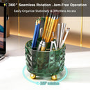 GOTOBA Dark Green Pen Pencil Holder for Desk, 360° Rotating Pen Organizer, Green Office Supplies, Cute Pen Holder, 6-Compartment Pencil Holder Rotating — 2