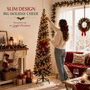 6ft Pre-Lit Slim Artificial Christmas Tree - 260 Warm White LED Lights, 600 Realistic Tips, Foldable Metal Stand - Family & Pet-Friendly, Easy Setup for Holiday Magic — 3