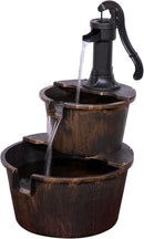 Alpine Corporation 27" Tall Rustic Outdoor 2-Tier Barrel Pump Water Fountain…