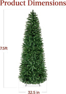 Best Choice Products Unlit Pencil Christmas Tree, 7.5ft Premium Artificial Tree, Realistic Spruce Holiday Decor w/ 1,075 Branch Tips, Metal Base — 7
