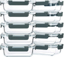 M MCIRCO 10 Pack,22 oz Glass Food Storage Containers with lids, Gray — 1