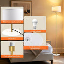 63" Gold Floor Lamp for Living Room, Standing Lamp with Marble Base — 4