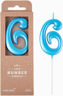 PHD CAKE 2.76 Inch Elegant Blue 6 Number Birthday Candles, Blue Number Candles, Cake Number Candles, Party Celebration — 1