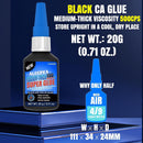 ALECPEA 20g Black CA Glue, Medium 500CPS Cyanoacrylate Super Glue — 7