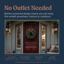 Flexible Flyer Battery Operated Wreath for Front Door. Pre-Lit Evergreen Xmas Lighted Holiday Christmas Outdoor Timer, 24", Red Ribbon Bow — 4