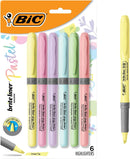 BIC Brite Liner Grip Pastel Highlighter Set, Chisel Tip, 6-Count Pack | 6 Count (Pack of 1) — 1
