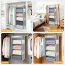 5-Shelf Hanging Closet Organizer and Storage with Side Pockets, Collapsible Closet Hanging Shelves for Storage, Grey — 6