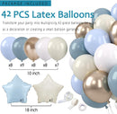 Dusty Blue Beige Champagne Women Birthday Decorations, Boho Neutral Boys Girls Blue Party Décor With Fog Cream Gold Balloons,Happy Banner Garland,Paper Lanterns, Honeycomb Tissue Pom Poms For Adults | Dusty Blue Beige-champagne — 4