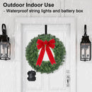 24" Prelit Christmas Wreath with Lights - 50 LED with Timer, 8 Lighting Modes, Waterproof Battery Operated Lighted Door Wreath - Including Wreath Hanger and Red Bow for Christmas Outdoor Decorations — 6