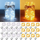 24 Pack Fairy Lights Battery Operated [3 Modes] 7ft 20 LED Mini Twinkle String Lights Waterproof Silver Wire Firefly Starry Lights for Wedding Party Mason Jars Christmas Decor, Warm White & Cool White | [24 Pack] 7 Feet 20 LED | Warm White + Cool White — 1