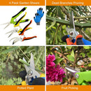 Pruning Shears, 4 Pack Garden Shears with Gardening gloves, Clippers Handheld, Stainless Steel Garden Snips, Lengnoyp Pruners for Gardening | Orange, Yellow, Green — 2