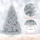 Goplus 6ft Sliver Artificial Christmas Tree, Hinged Full Tree with Electroplated Technology and Metal Stand, for Indoor and Outdoor Holiday Decoration — 3