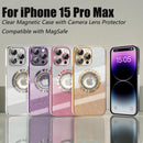 Misscase for iPhone 15 Pro Max Magnetic Glitter Case Compatible with MagSafe,Full Protection Slim Shockproof Anti-Scratch Case with Camera Lens Protector Logo View Dust-Proof Net for Women Gold — 7