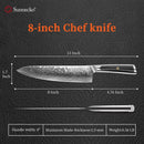 Sunnecko 8 Inch Japanese Damascus Chef Knife - Ultra Sharp VG10 Steel — 5
