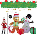 COOLWUFAN 6 FT Christmas Decorations Outdoor Inflatables Gingerbread Man Snowman Blow Up Yard Decor, Outdoor Inflatables Decorations with Rotating LED Light for Garden Patio Lawn Holiday Party Xmas — 3