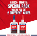 GH1200 57 Grams (2 oz) 100/1500 CPS (Thin/Thick) Super Glue All Purpose with Anti Clog Cap. Ca Glue - Adhesive… — 2
