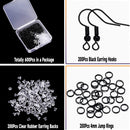 600Pcs Hypoallergenic Earring Hooks, Black Earring Making Kit, with Earring Backs and Jump Rings for Jewelry Making… — 2