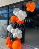 Black White Orange Balloon Arch Kit, 140Pcs Black Orange White Halloween Balloon Garland kit, 18 12 10 5 Inch Different Size Balloons for Halloween Birthday Thanksgiving Day Party Decorations | Black and Oraeng White — 4