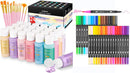 Caliart 24 Colors Pastel Acrylic Paint Set with 12 Brushes, 34 Double Tip Brush Pens Art Markers, Canvas Ceramic Rock Craft Painting Kit Art Supplies Gift for Artists Kids Beginners — 1