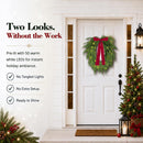 24" Prelit Norfolk Pine Christmas Wreath with 50LED Lights, Heart Shape Wreath for Front Door, Real Touch Cedar Wreath — 4